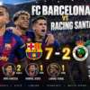 FC Barcelona vs Racing Santander: 7-2 Result, Goals, Stats, Lineups and La Liga Standings FC Barcelona vs Racing Santander 7-2 Match Highlights